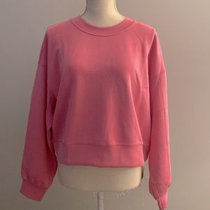 NWT Lululemon Softstreme Perfectly Oversized Cropped Crew in Sonic Pink - Size 6